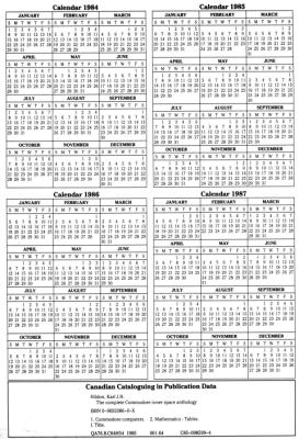 [960�1405 Calendar 1984-1987 and Canadian Cataloguing in Publication Data]